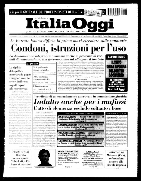 Italia oggi : quotidiano di economia finanza e politica